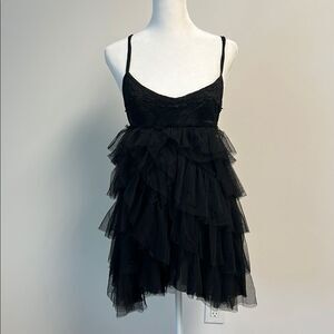 Unavailable Free People After Midnight Babydoll Dress Black Tiered Ruffles S ⏰